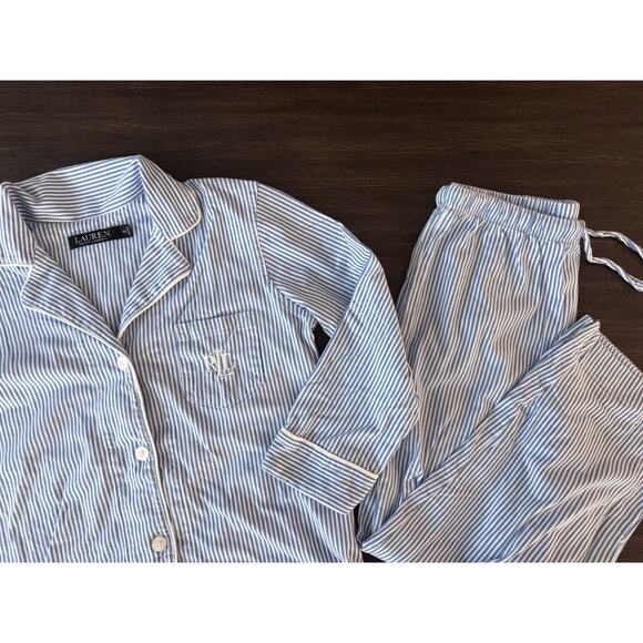 Lauren Ralph Lauren Striped Pajama Set Womens XSmall Classic Traditional - Picture 2 of 10